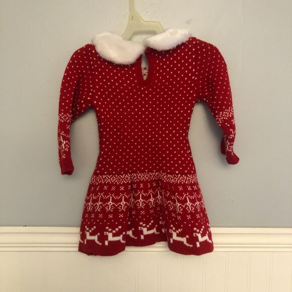 holiday sweater dress, baby sweataer dress, toddler sweater dress, holiday dress - Picture 7 of 7